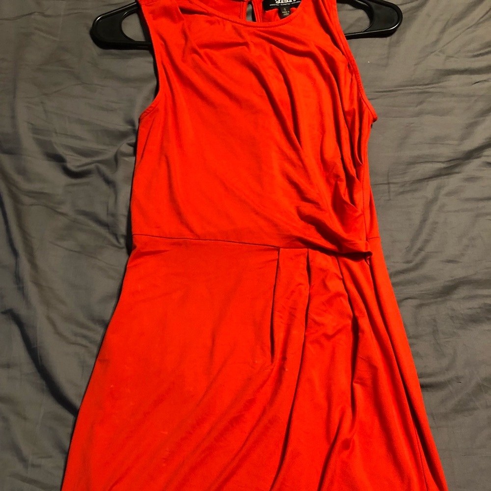 Bright orange knee length dress